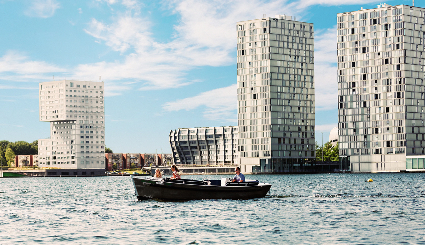 Boating in Almere surrounded by architectural gems Boating in Almere surrounded by architectural gems